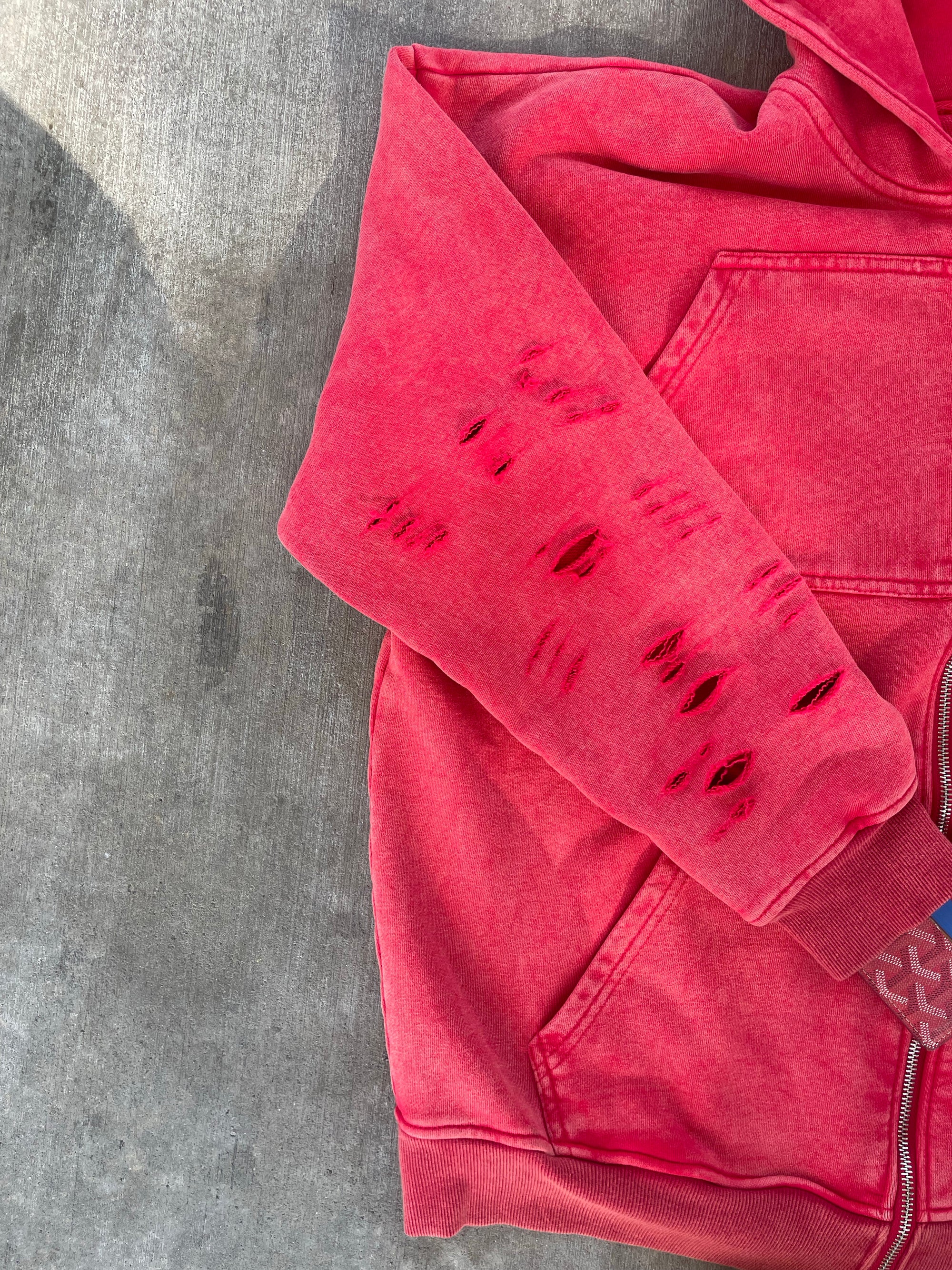 "2nd Quarter" Zip Up Hoodie in Faded Red