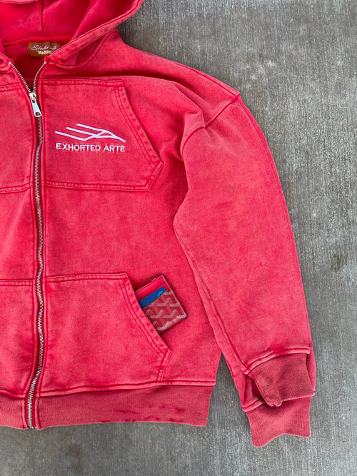 "2nd Quarter" Zip Up Hoodie in Faded Red